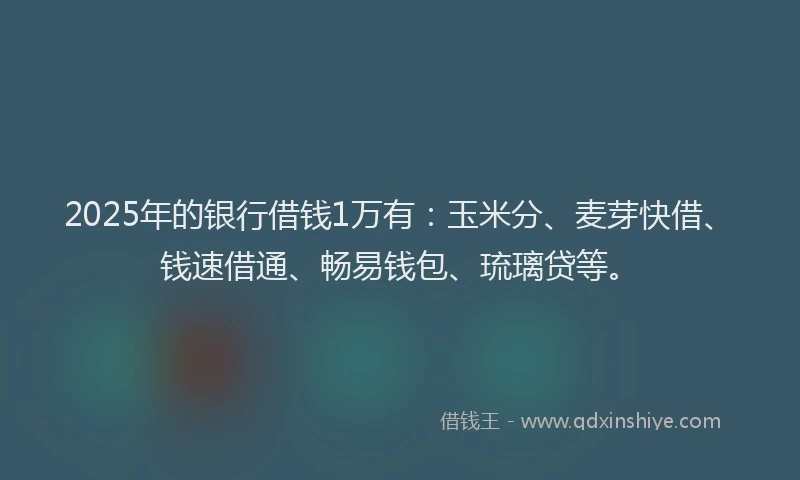2025年的银行借钱1万有：玉米分、麦芽快借、钱速借通、畅易钱包、琉璃贷等。