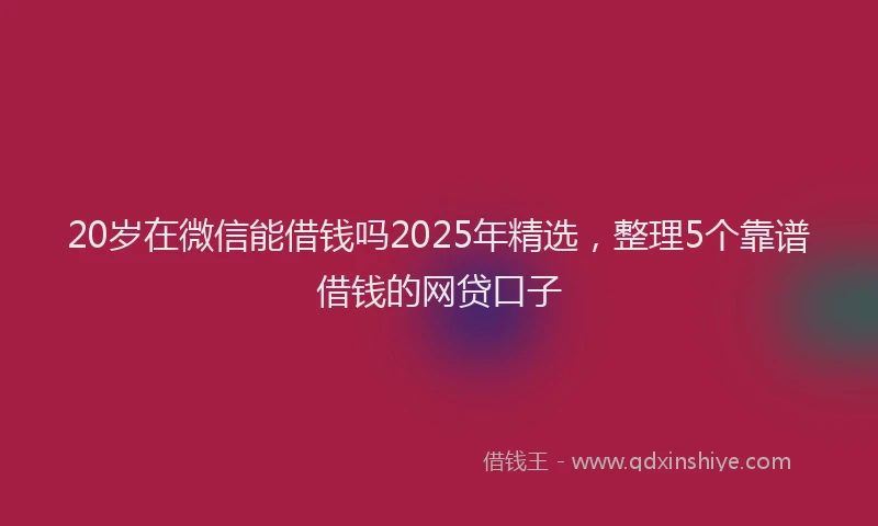 20岁在微信能借钱吗2025年精选，整理5个靠谱借钱的网贷口子