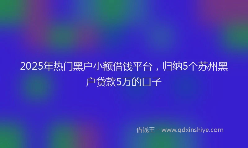 2025年热门黑户小额借钱平台,归纳5个苏州黑户贷款5万的口子