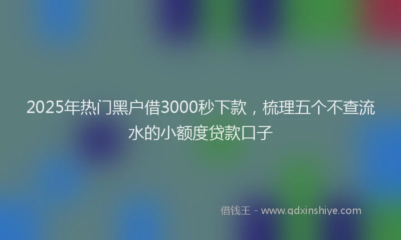 2025年热门黑户借3000秒下款，梳理五个不查流水的小额度贷款口子