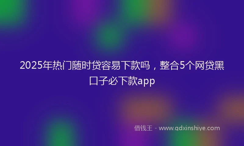 2025年热门随时贷容易下款吗，整合5个网贷黑口子必下款app