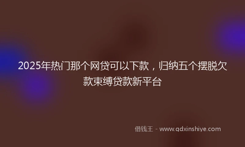 2025年热门那个网贷可以下款，归纳五个摆脱欠款束缚贷款新平台