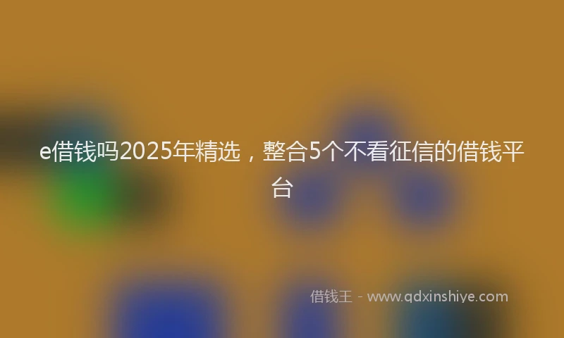 e借钱吗2025年精选，整合5个不看征信的借钱平台