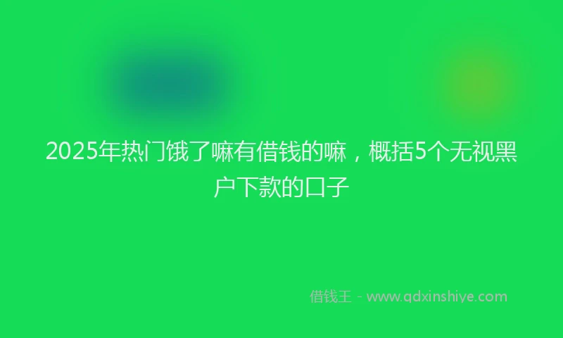 2025年热门饿了嘛有借钱的嘛，概括5个无视黑户下款的口子