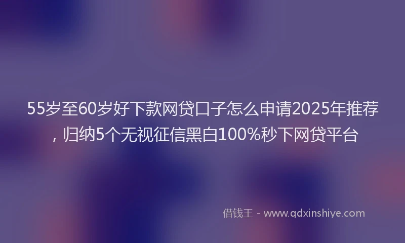 55岁至60岁好下款网贷口子怎么申请2025年推荐，归纳5个无视征信黑白100%秒下网贷平台