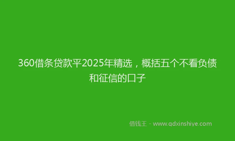 360借条贷款平2025年精选，概括五个不看负债和征信的口子