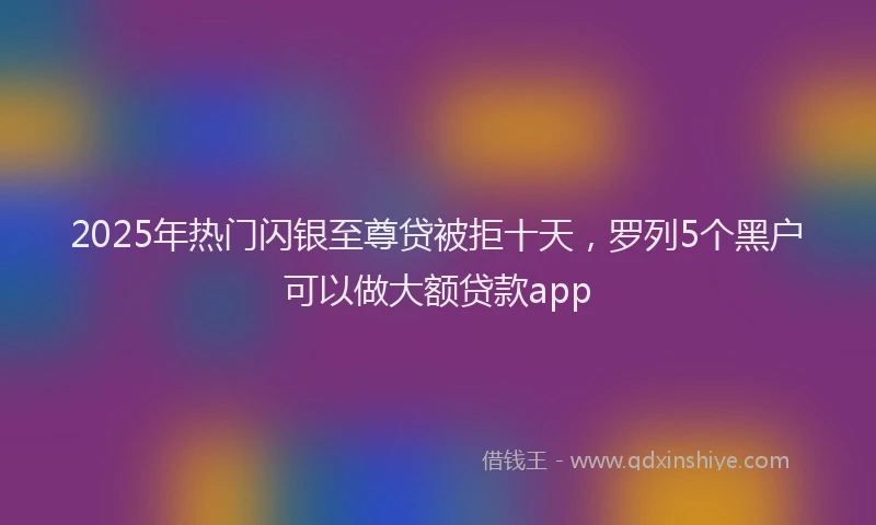 2025年热门闪银至尊贷被拒十天,罗列5个黑户可以做大额贷款app