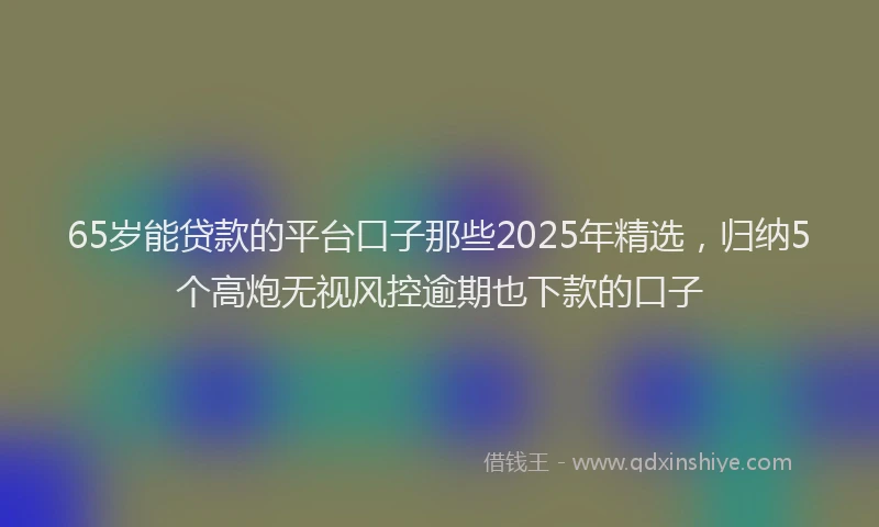 65岁能贷款的平台口子那些2025年精选，归纳5个高炮无视风控逾期也下款的口子