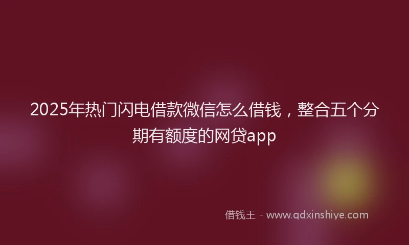 2025年热门闪电借款微信怎么借钱,整合五个分期有额度的网贷app