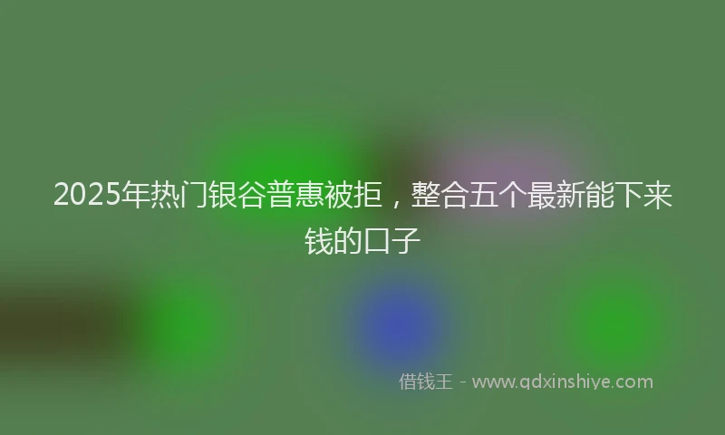 2025年热门银谷普惠被拒,整合五个最新能下来钱的口子