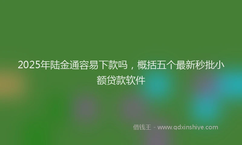 2025年陆金通容易下款吗，概括五个最新秒批小额贷款软件