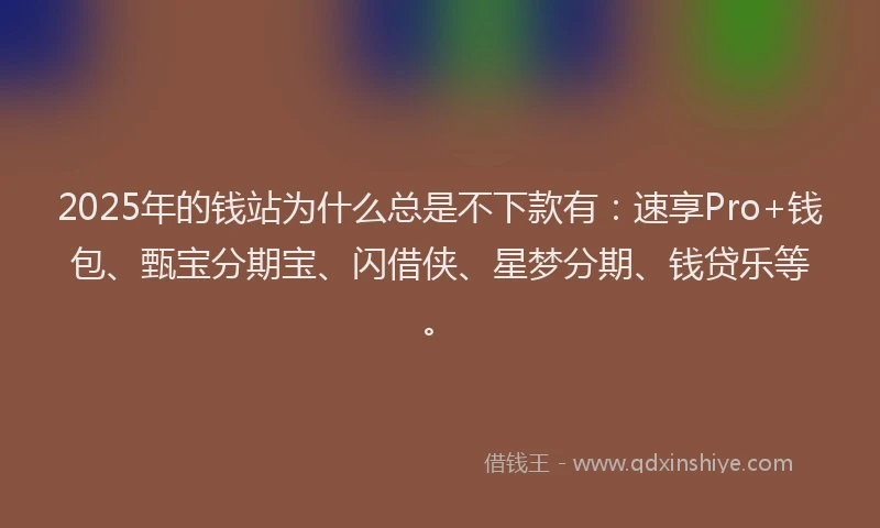 2025年的钱站为什么总是不下款有：速享Pro+钱包、甄宝分期宝、闪借侠、星梦分期、钱贷乐等。