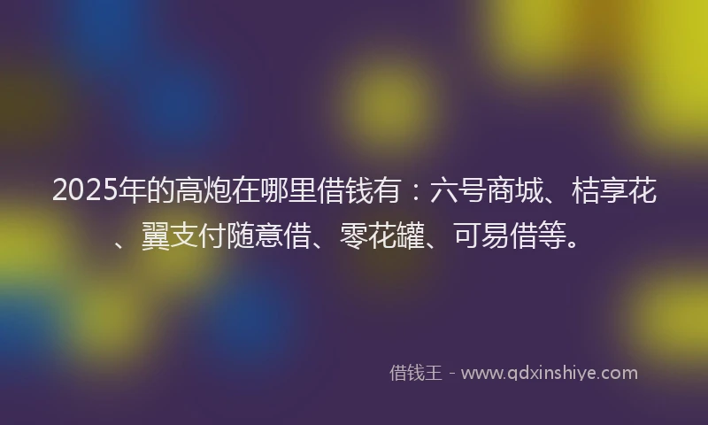 2025年的高炮在哪里借钱有：六号商城、桔享花、翼支付随意借、零花罐、可易借等。