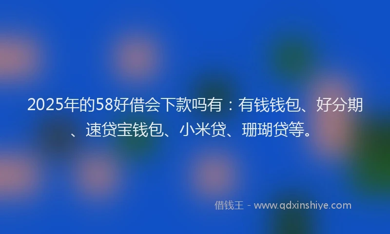2025年的58好借会下款吗有：有钱钱包、好分期、速贷宝钱包、小米贷、珊瑚贷等。