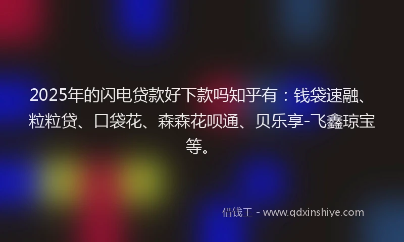 2025年的闪电贷款好下款吗知乎有：钱袋速融、粒粒贷、口袋花、森森花呗通、贝乐享-飞鑫琼宝等。