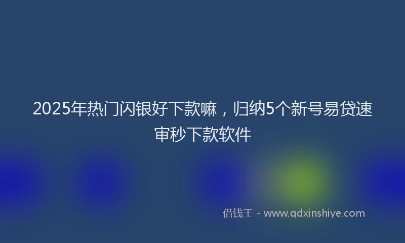 2025年热门闪银好下款嘛，归纳5个新号易贷速审秒下款软件