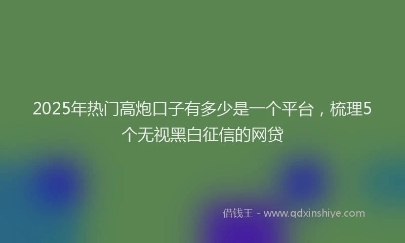 2025年热门高炮口子有多少是一个平台，梳理5个无视黑白征信的网贷