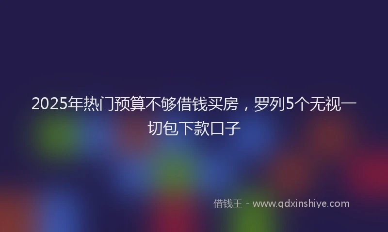 2025年热门预算不够借钱买房，罗列5个无视一切包下款口子