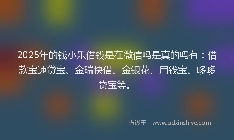 2025年的钱小乐借钱是在微信吗是真的吗有：借款宝速贷宝、金瑞快借、金银花、用钱宝、哆哆贷宝等。