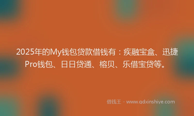 2025年的My钱包贷款借钱有：疾融宝盒、迅捷Pro钱包、日日贷通、榕贝、乐借宝贷等。