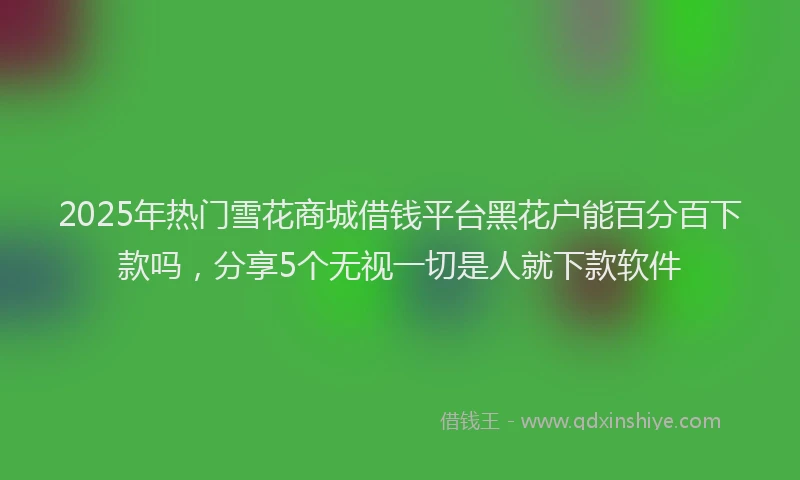 2025年热门雪花商城借钱平台黑花户能百分百下款吗，分享5个无视一切是人就下款软件