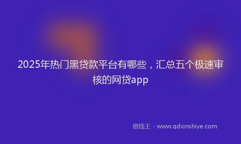 2025年热门黑贷款平台有哪些,汇总五个极速审核的网贷app
