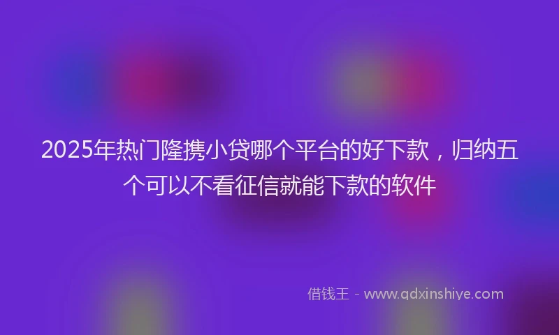 2025年热门隆携小贷哪个平台的好下款，归纳五个可以不看征信就能下款的软件
