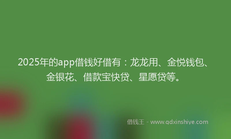 2025年的app借钱好借有：龙龙用、金悦钱包、金银花、借款宝快贷、星愿贷等。