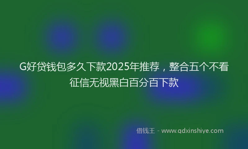 G好贷钱包多久下款2025年推荐，整合五个不看征信无视黑白百分百下款