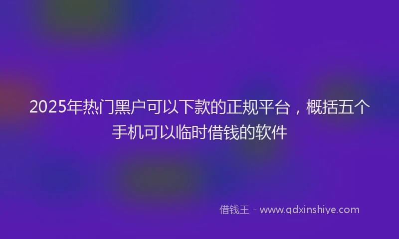 2025年热门黑户可以下款的正规平台,概括五个手机可以临时借钱的软件