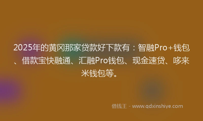 2025年的黄冈那家贷款好下款有：智融Pro+钱包、借款宝快融通、汇融Pro钱包、现金速贷、哆来米钱包等。