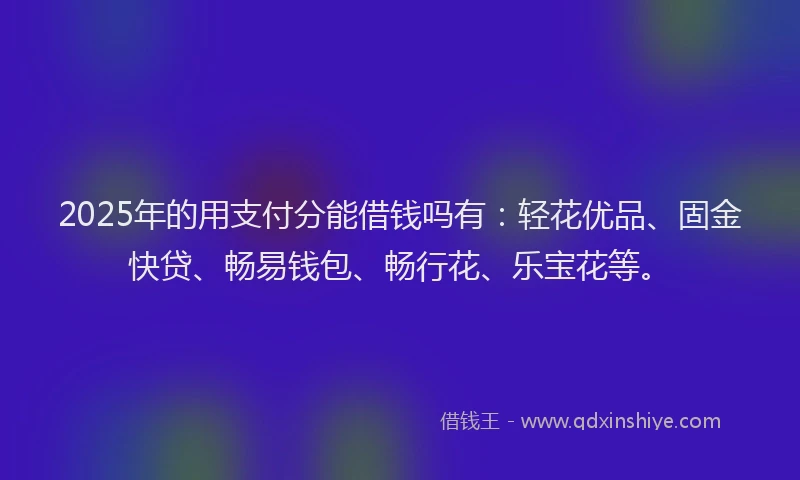 2025年的用支付分能借钱吗有：轻花优品、固金快贷、畅易钱包、畅行花、乐宝花等。