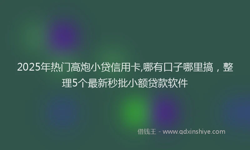 2025年热门高炮小贷信用卡,哪有口子哪里搞，整理5个最新秒批小额贷款软件