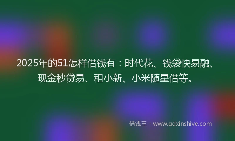 2025年的51怎样借钱有：时代花、钱袋快易融、现金秒贷易、租小新、小米随星借等。