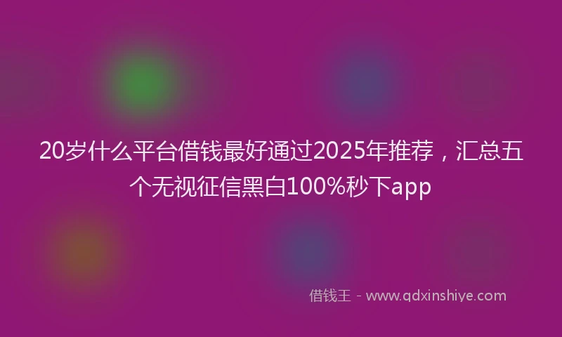 20岁什么平台借钱最好通过2025年推荐，汇总五个无视征信黑白100%秒下app