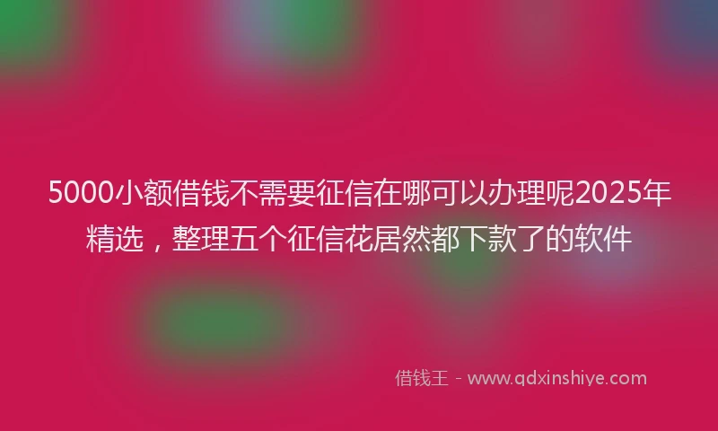 5000小额借钱不需要征信在哪可以办理呢2025年精选，整理五个征信花居然都下款了的软件