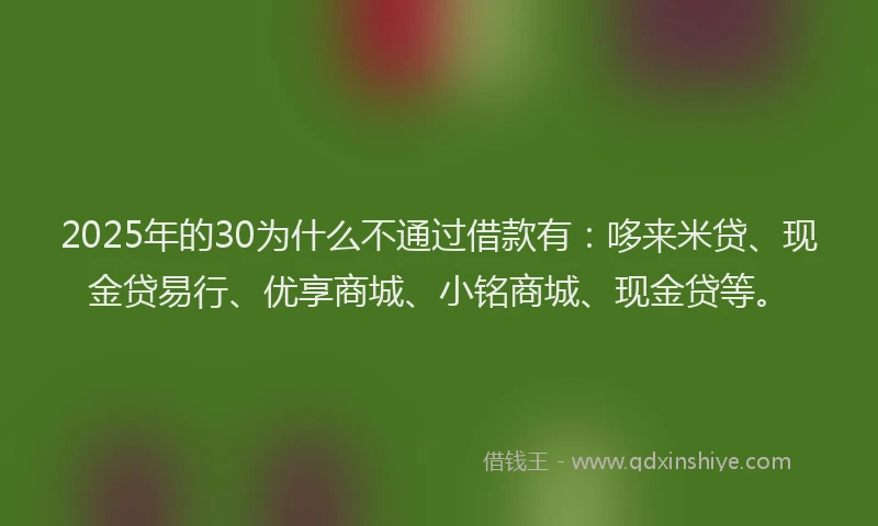 2025年的30为什么不通过借款有：哆来米贷、现金贷易行、优享商城、小铭商城、现金贷等。