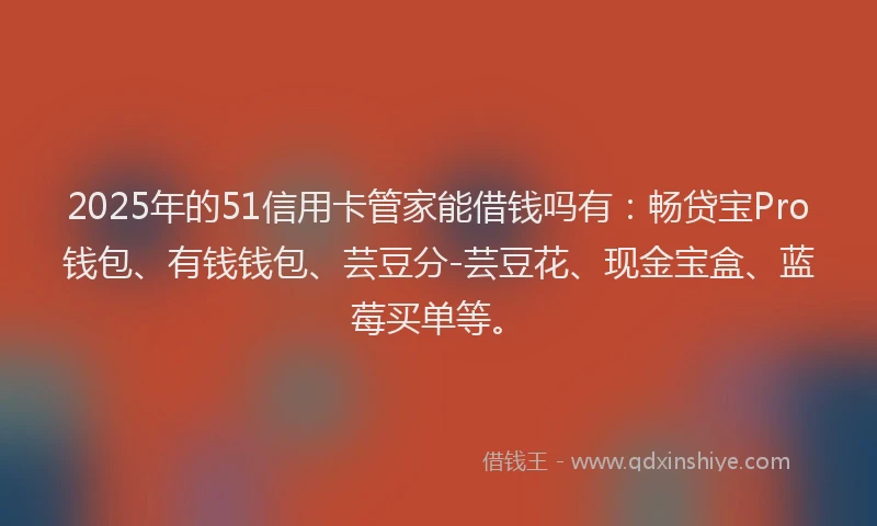 2025年的51信用卡管家能借钱吗有：畅贷宝Pro钱包、有钱钱包、芸豆分-芸豆花、现金宝盒、蓝莓买单等。