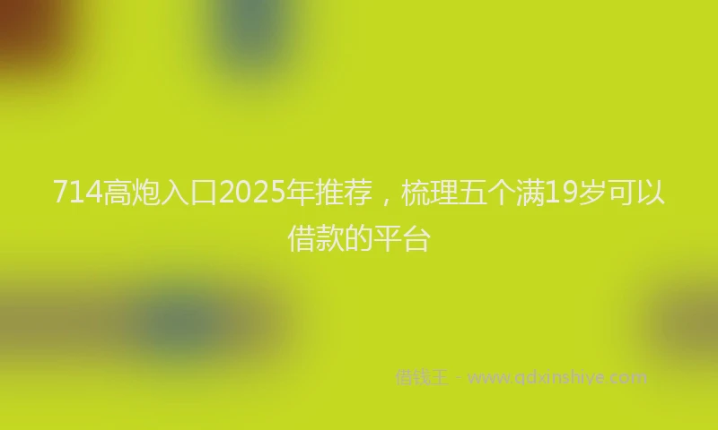 714高炮入口2025年推荐，梳理五个满19岁可以借款的平台