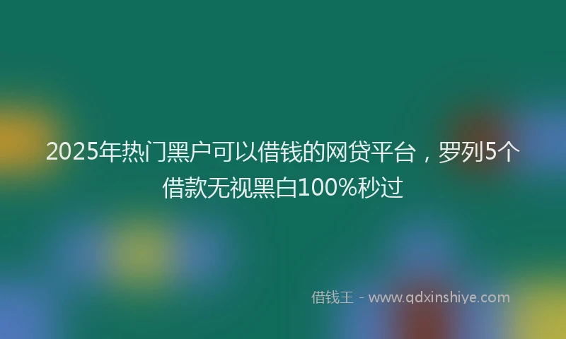 2025年热门黑户可以借钱的网贷平台，罗列5个借款无视黑白100%秒过