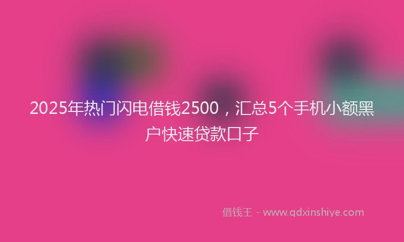 2025年热门闪电借钱2500，汇总5个手机小额黑户快速贷款口子