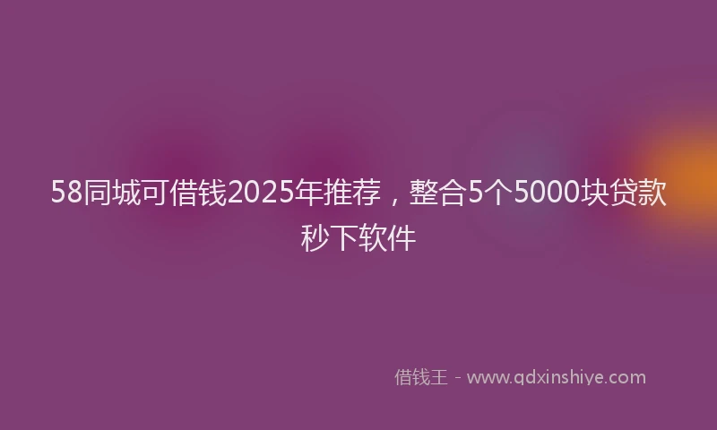 58同城可借钱2025年推荐，整合5个5000块贷款秒下软件