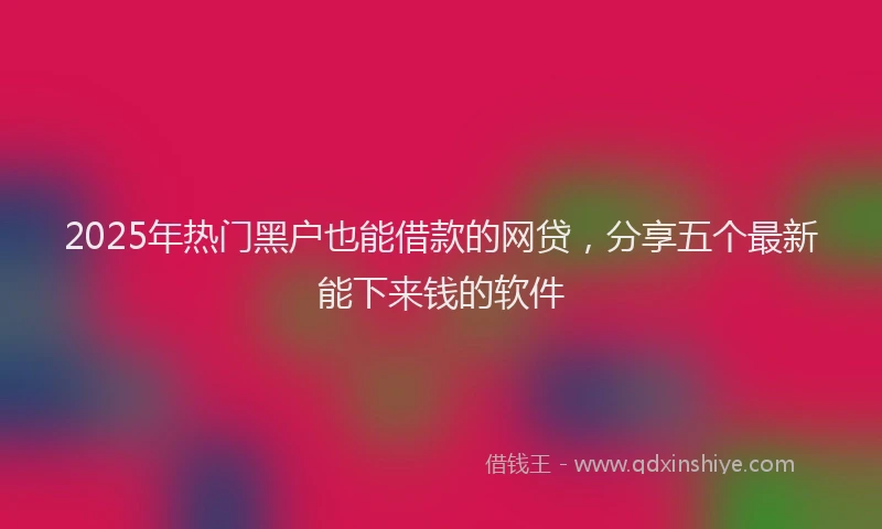 2025年热门黑户也能借款的网贷，分享五个最新能下来钱的软件