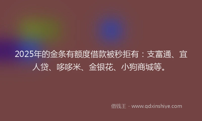 2025年的金条有额度借款被秒拒有：支富通、宜人贷、哆哆米、金银花、小狗商城等。
