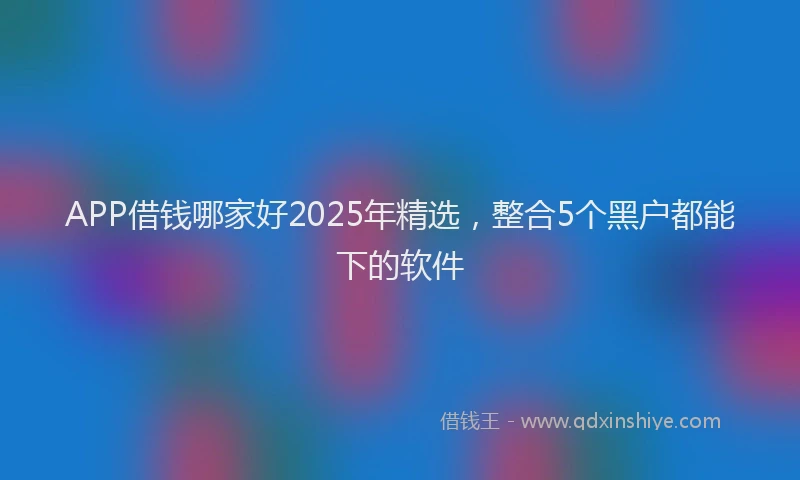APP借钱哪家好2025年精选，整合5个黑户都能下的软件