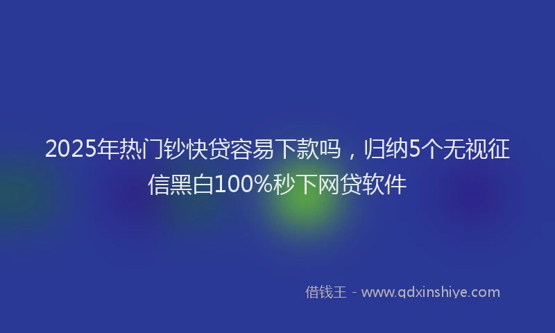 2025年热门钞快贷容易下款吗，归纳5个无视征信黑白100%秒下网贷软件