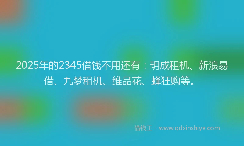 2025年的2345借钱不用还有:玥成租机、新浪易借、九梦租机、维品花、蜂狂购等。