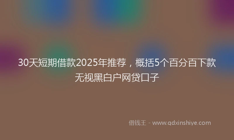 30天短期借款2025年推荐，概括5个百分百下款无视黑白户网贷口子