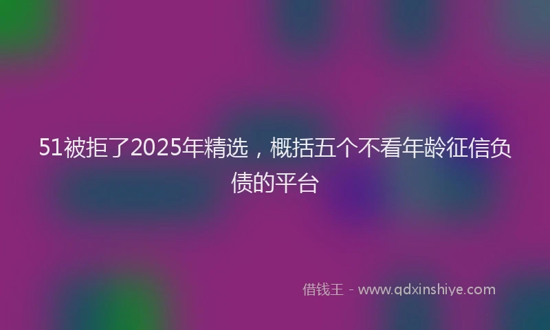 51被拒了2025年精选，概括五个不看年龄征信负债的平台