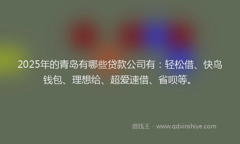 2025年的青岛有哪些贷款公司有：轻松借、快鸟钱包、理想给、超爱速借、省呗等。